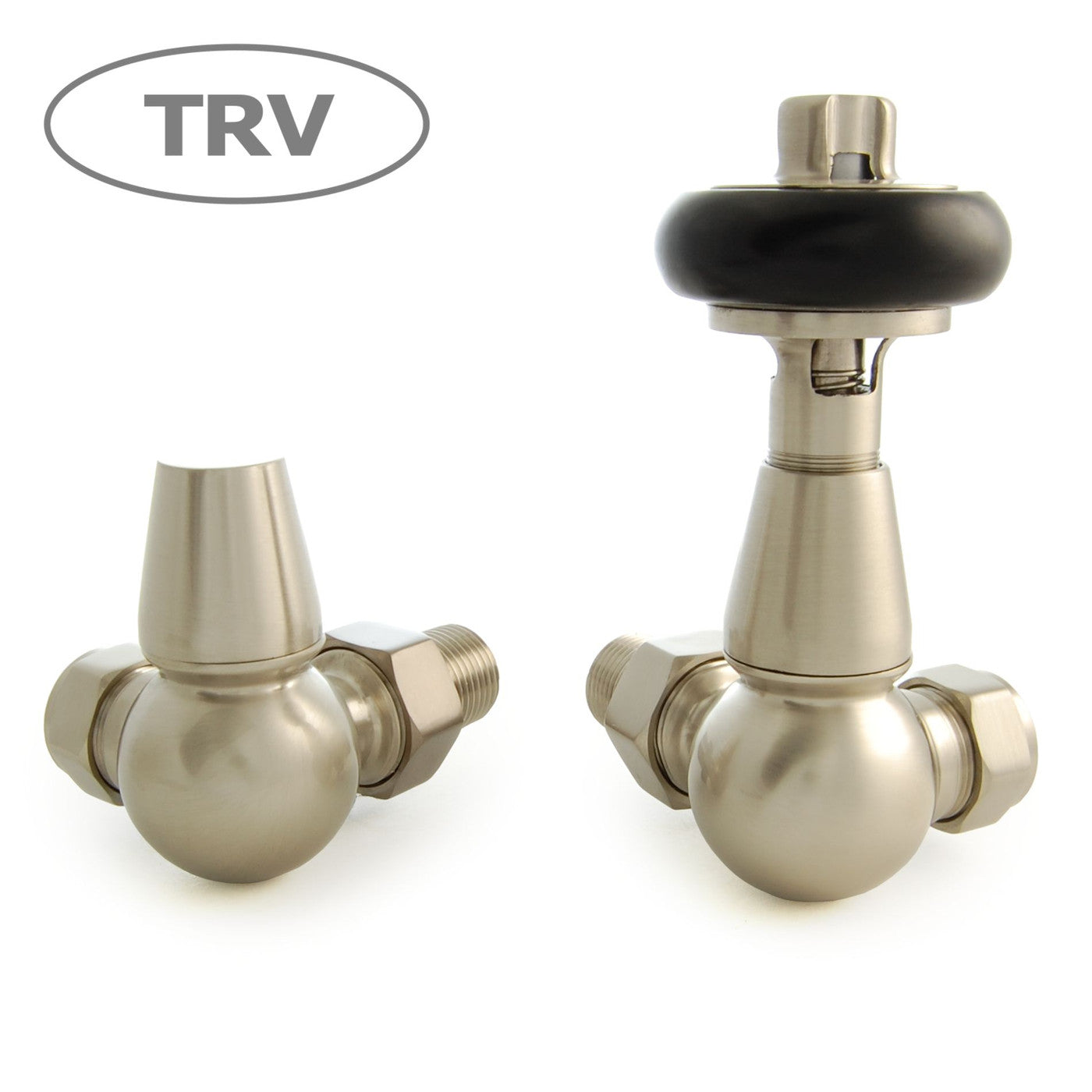 Oakfield Traditional Thermostatic Radiator Valve Corner - Satin Brushed Nickel