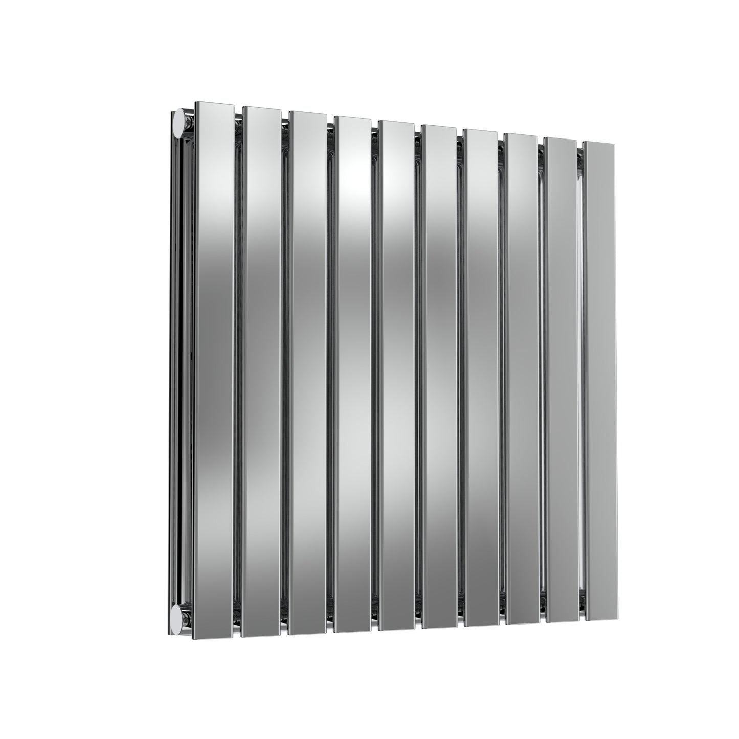Flox Horizontal Double Radiator - 600mm Tall - Polished Stainless Steel - Various Sizes