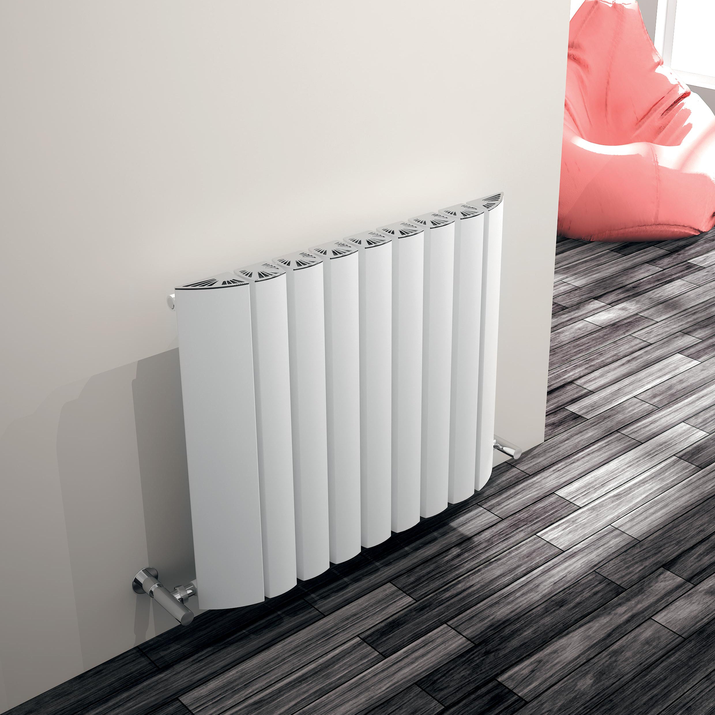 Gaia Horizontal Aluminium Radiator - 600mm Tall - Various Colours + Si ...