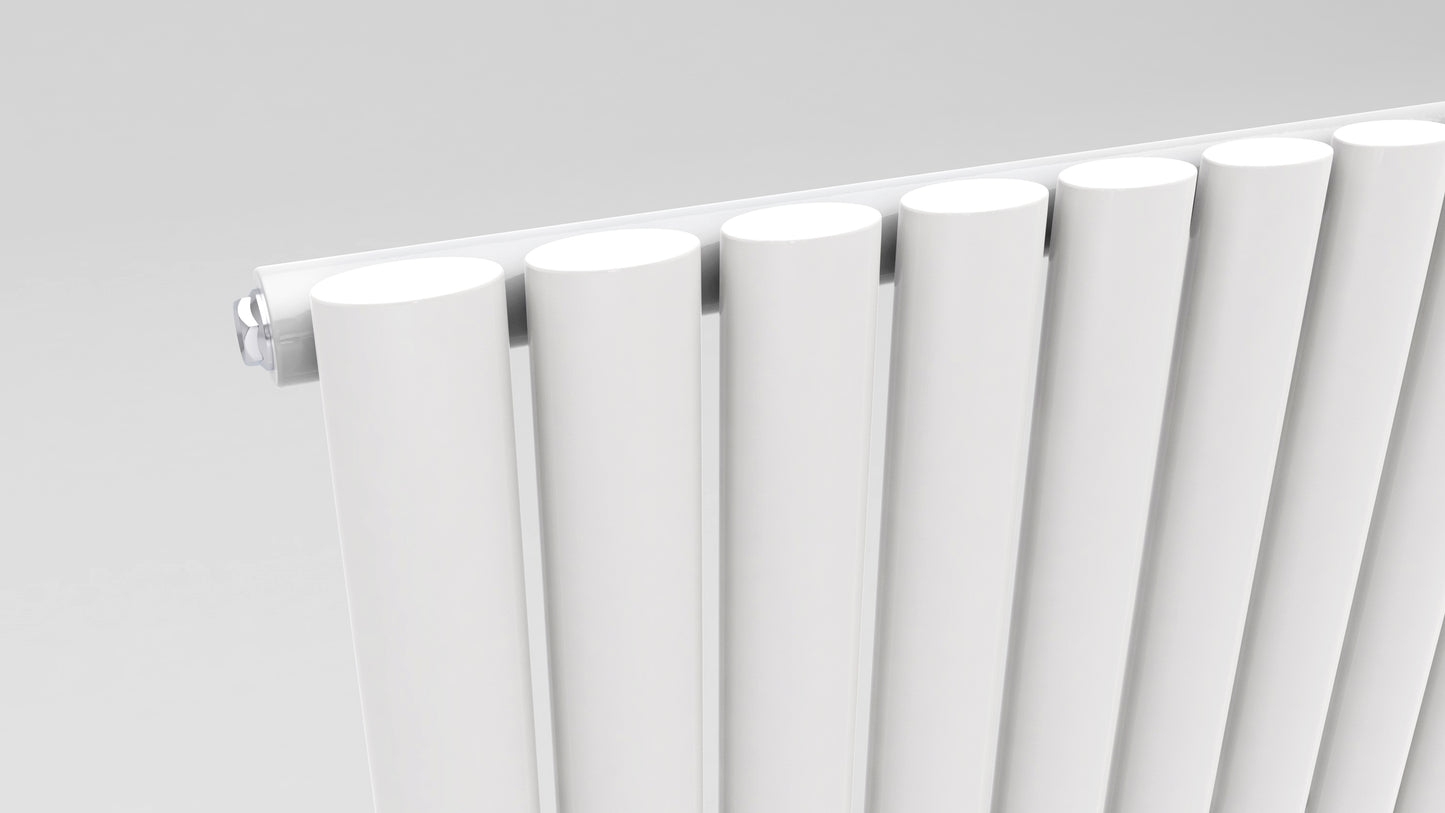 Ovale Vertical Single Column Radiator - Various Sizes - White