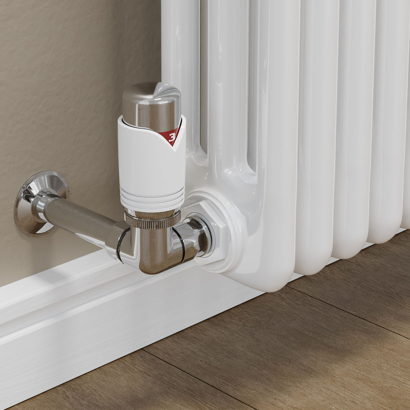 Realm Thermostatic Radiator Valve Corner - White/Chrome