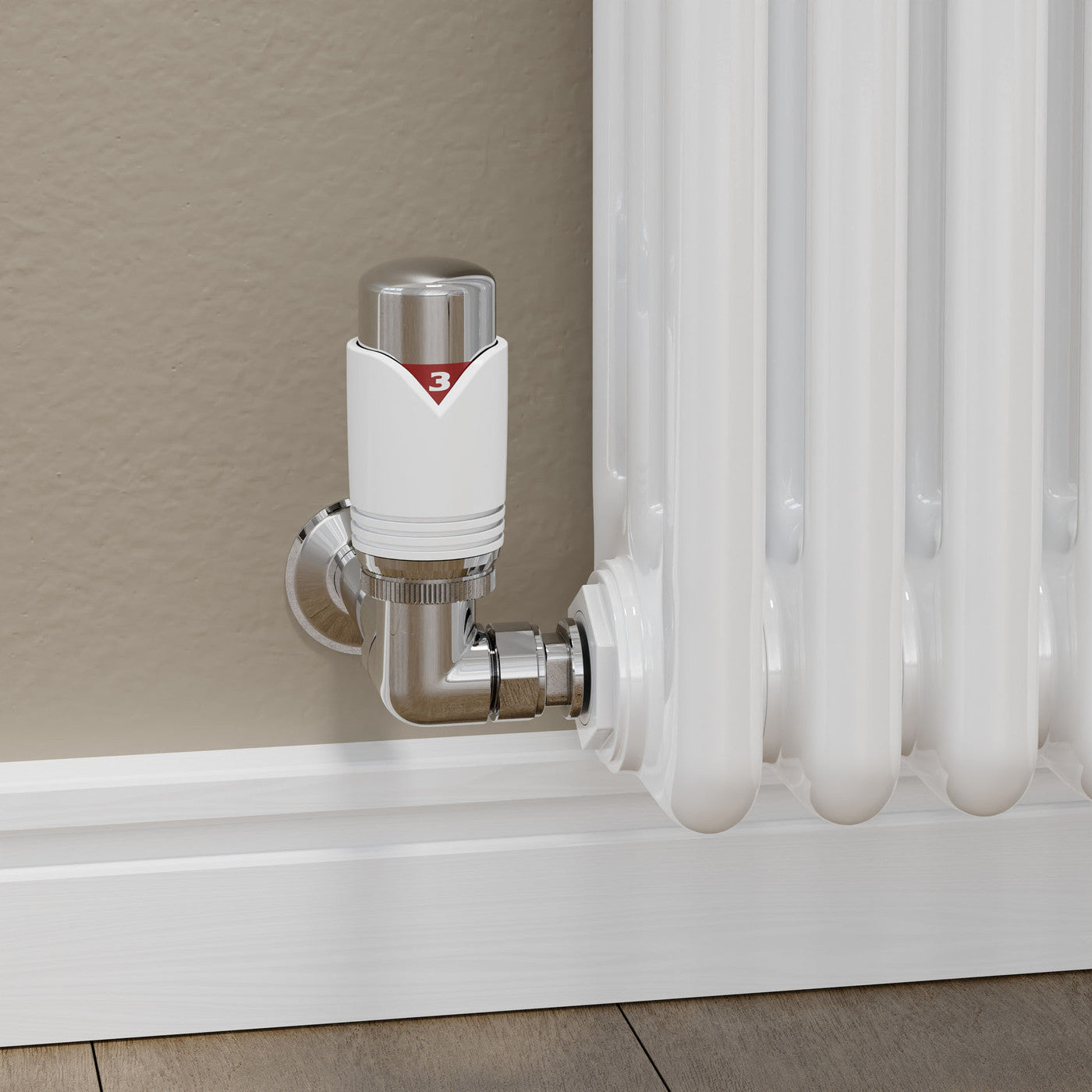 Realm Thermostatic Radiator Valve Corner - White/Chrome