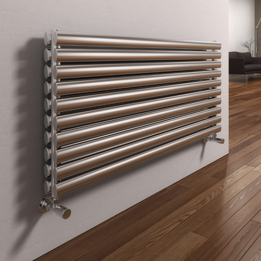 Artena Double Horizontal Radiator - 590mm Tall - Satin Finish - Variou ...