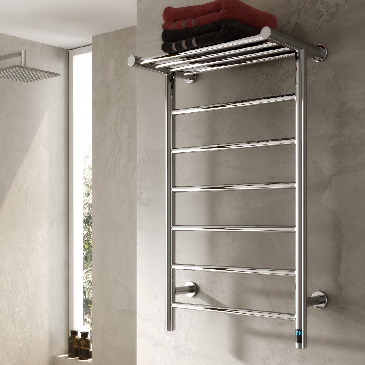 Maira Electric Stainless Steel Heated Towel Rail - Polished Stainless Steel