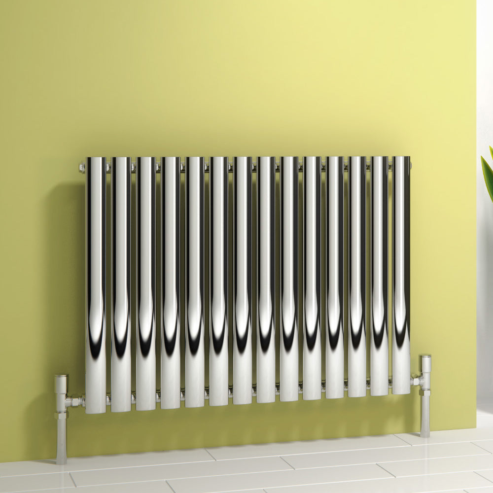 Nerox Horizontal Single Radiator - 600mm Tall - Polished Stainless Steel - Various Sizes