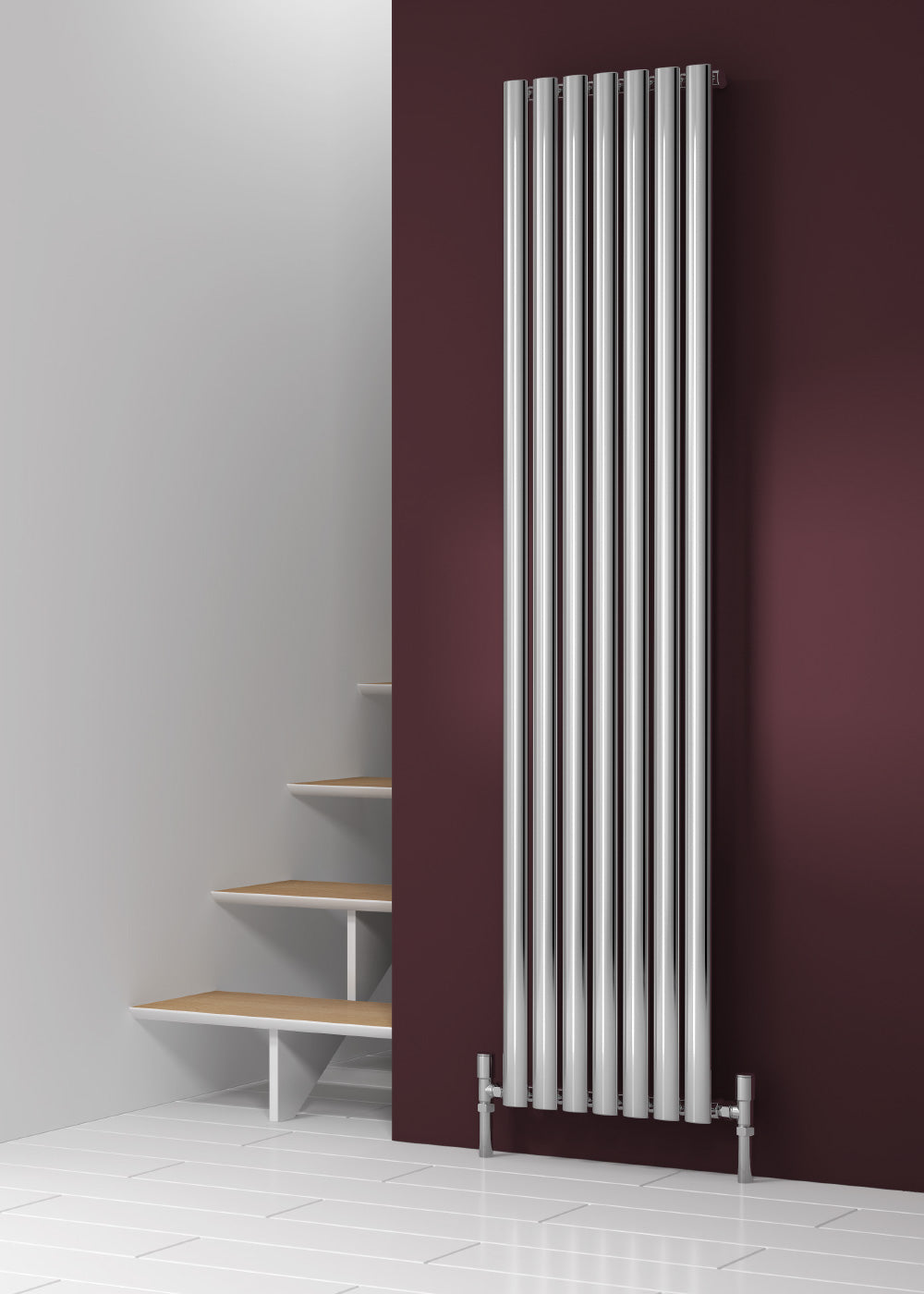 Nerox Vertical Single Radiator - 1800mm Tall - Polished Stainless Steel - Various Sizes
