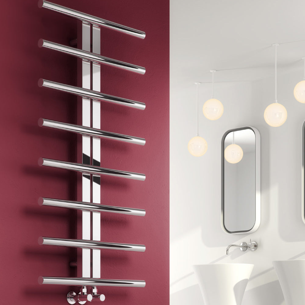 Pizzo Stainless Steel Heated Towel Rail - 1000mm x 600mm - Polished Stainless Steel