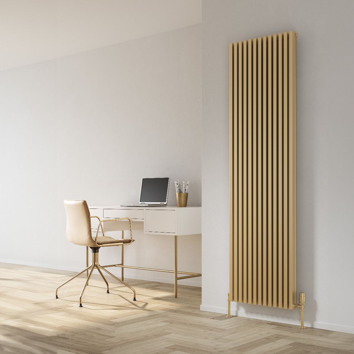 Albano Vertical Aluminium Radiator - Brass - Various Sizes