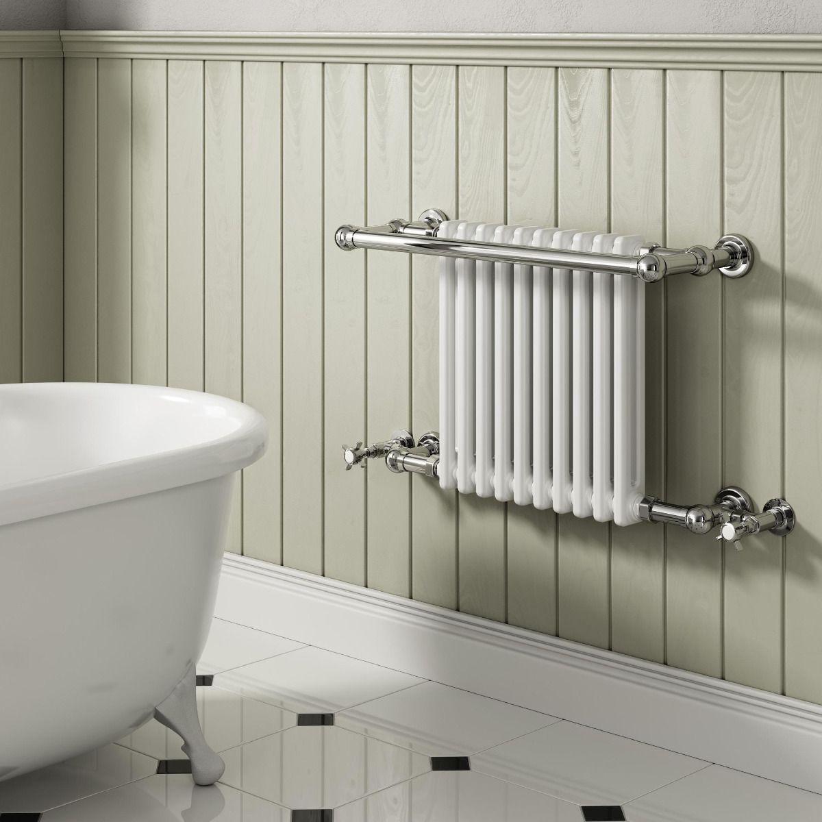 Camden Column Heated Towel Rail Radiator - White/Chrome - Various Sizes