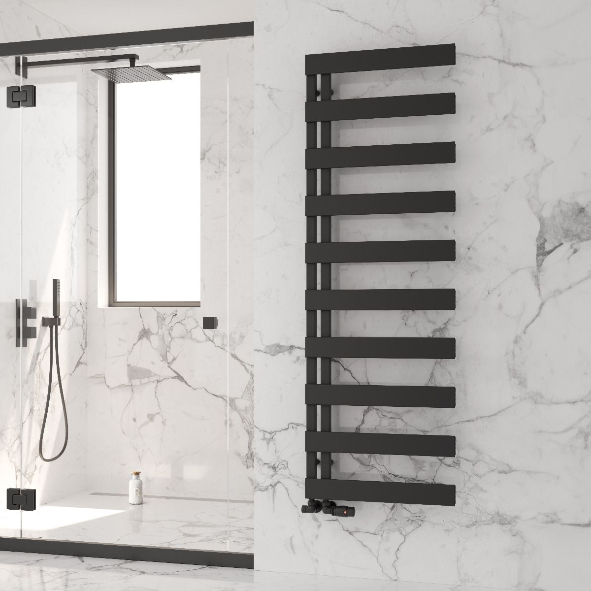 Carpena Aluminium Towel Rail - Black- Various Sizes