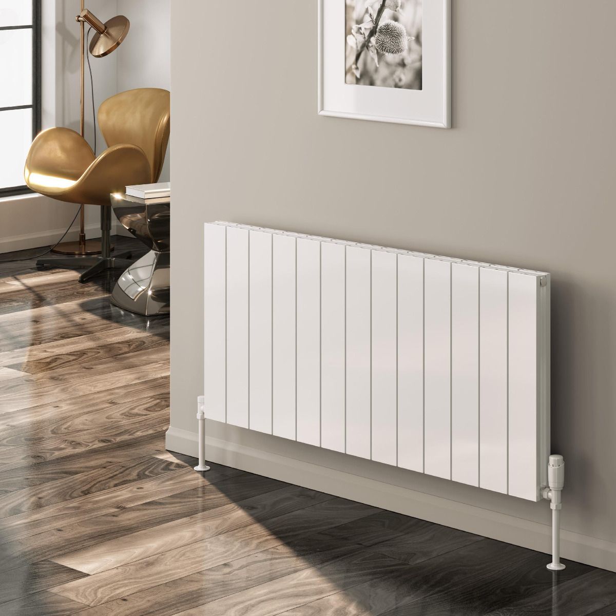 Casina Horizontal Single Aluminium Radiator - 600mm Tall - White