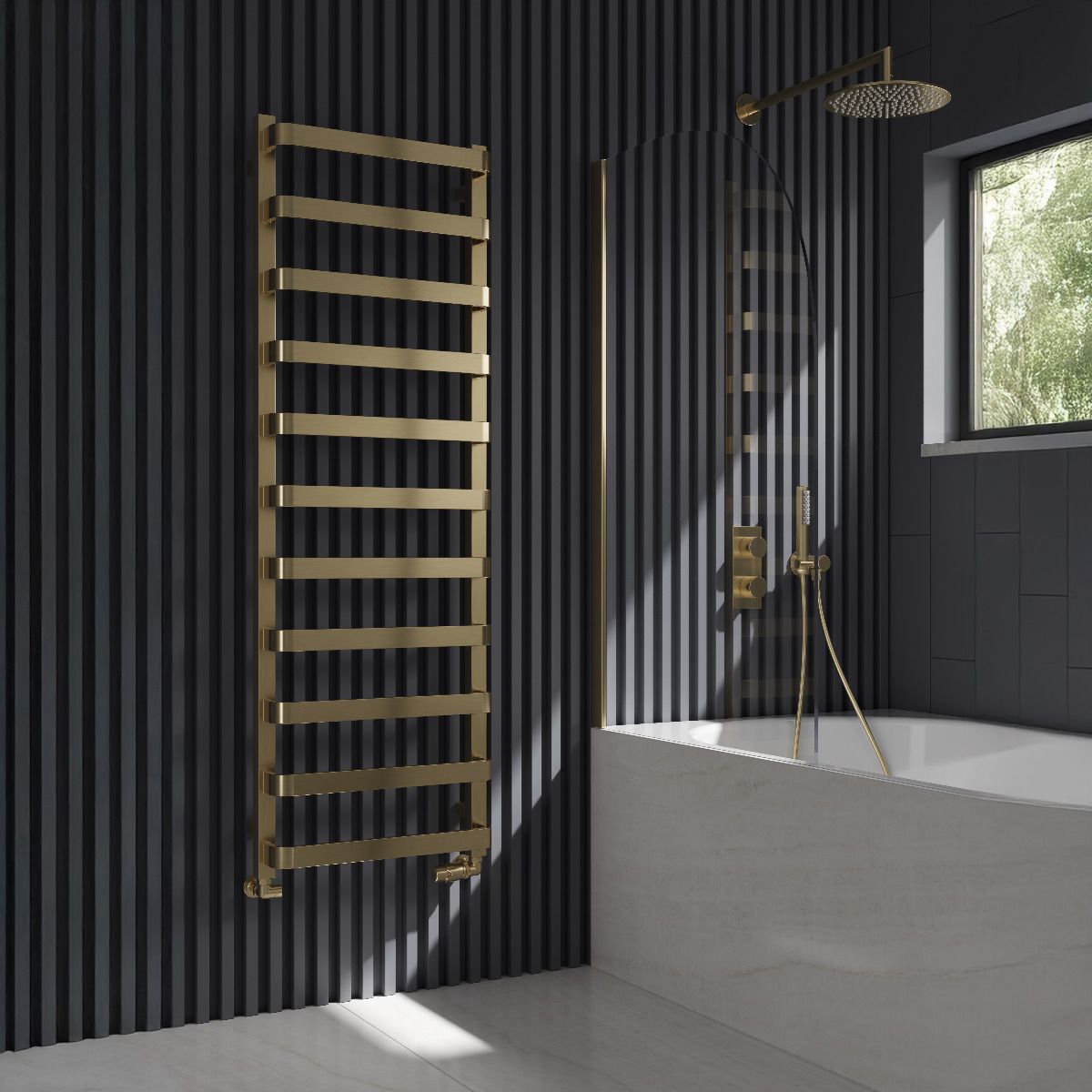 Flora Mild Steel Towel Rail - Brushed Brass - Various Sizes