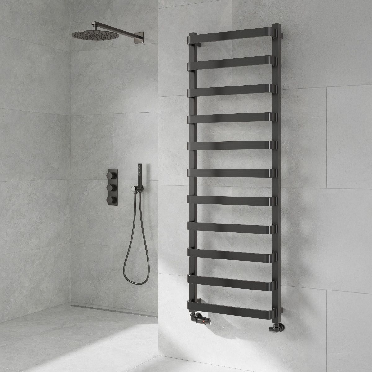 Flora Mild Steel Towel Rail - Brushed Gun Metal - Various Sizes
