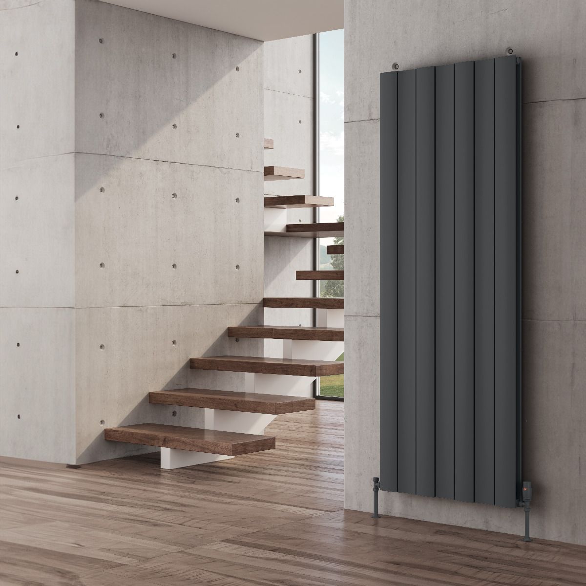 Gio Vertical Double Aluminium Radiator - Anthracite - Various Sizes