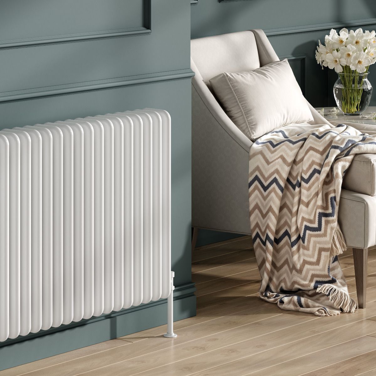 Hedingham Horizontal Mild Steel Radiator - White - Various Sizes