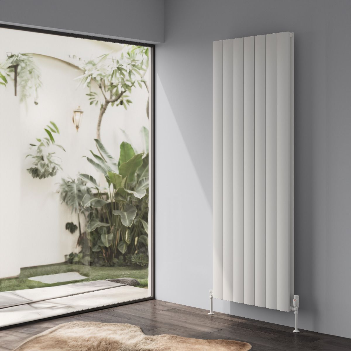 Loco Vertical Double Aluminium Radiator - White - Various Sizes