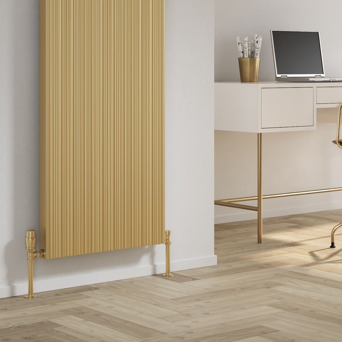 Melvin Vertical Single Aluminium Radiator - Brass - Various Sizes