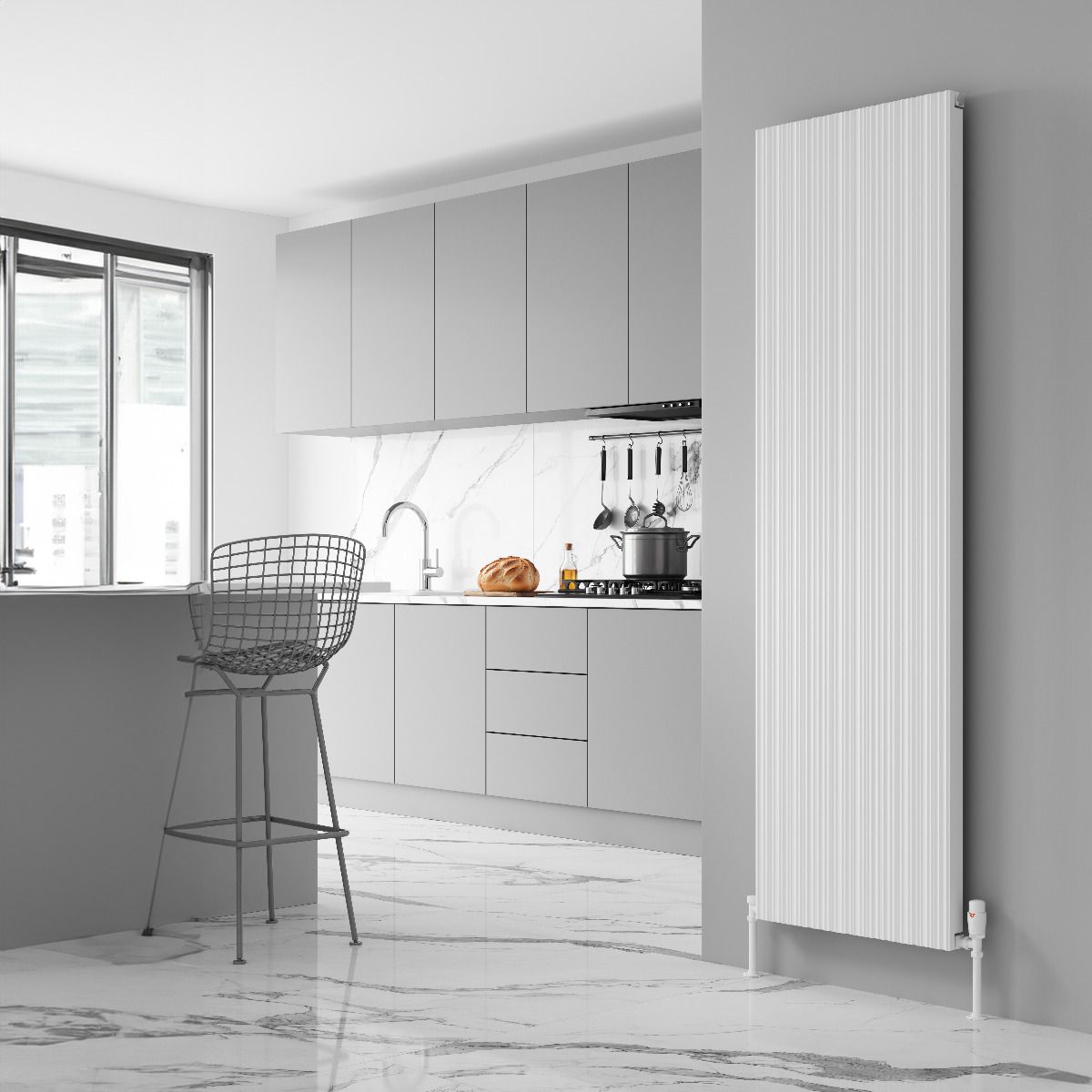 Melvin Vertical Single Aluminium Radiator - White - Various Sizes