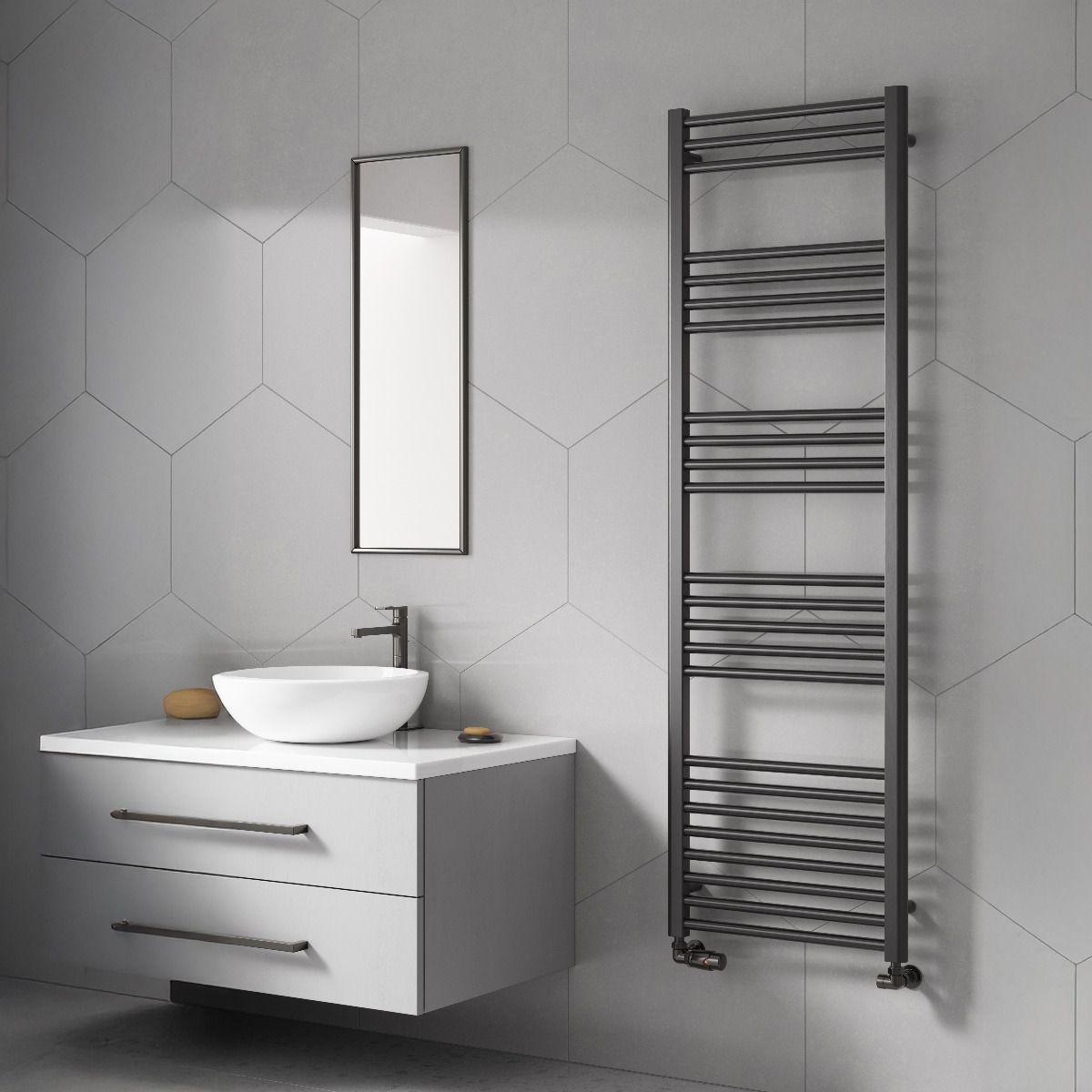 Ottone Mild Steel Towel Rail - Brushed Gun Metal - Various Sizes