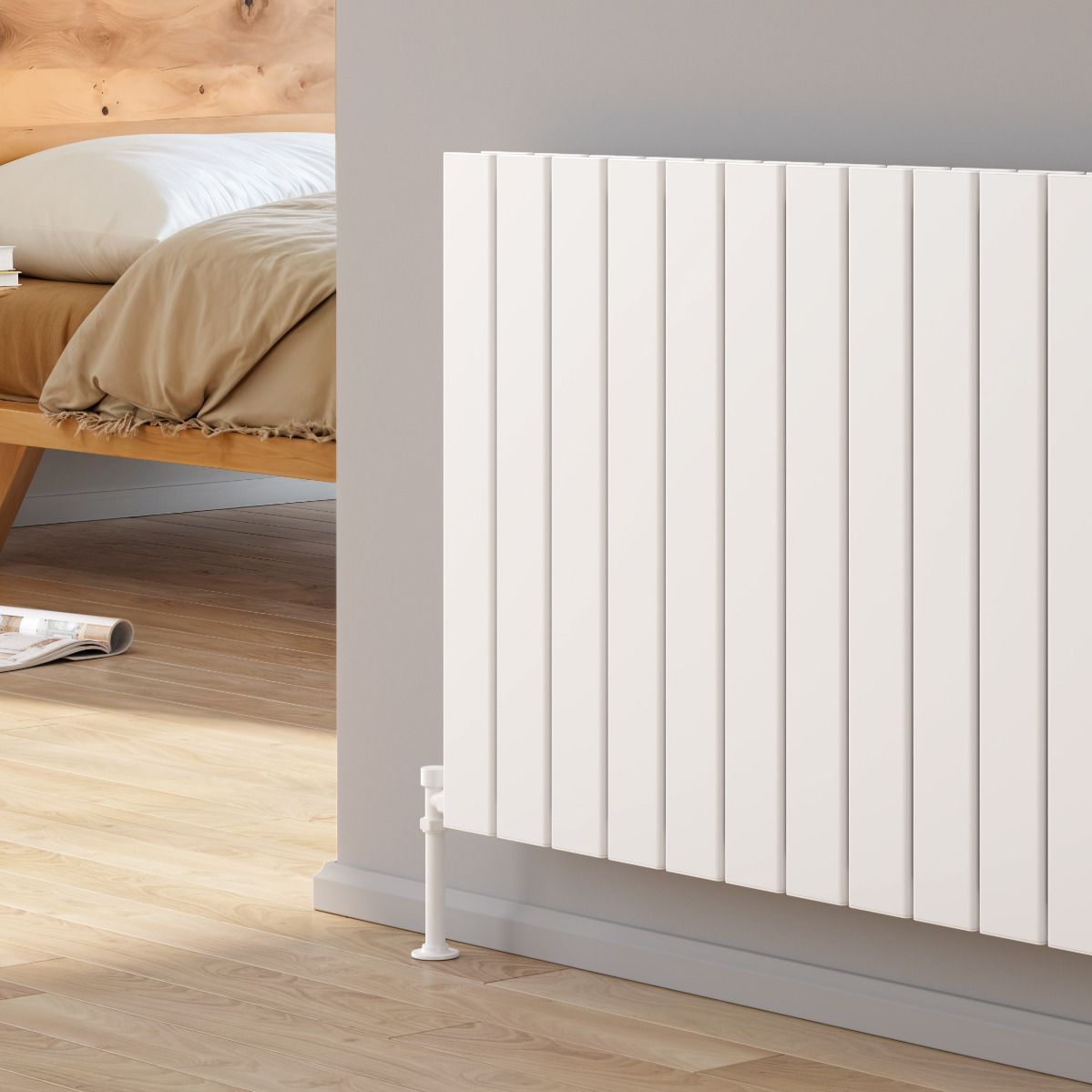 Piatto Horizontal Single Aluminium Radiator - White - Various Sizes