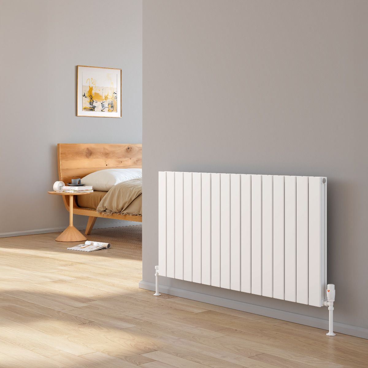 Piatto Horizontal Single Aluminium Radiator - White - Various Sizes