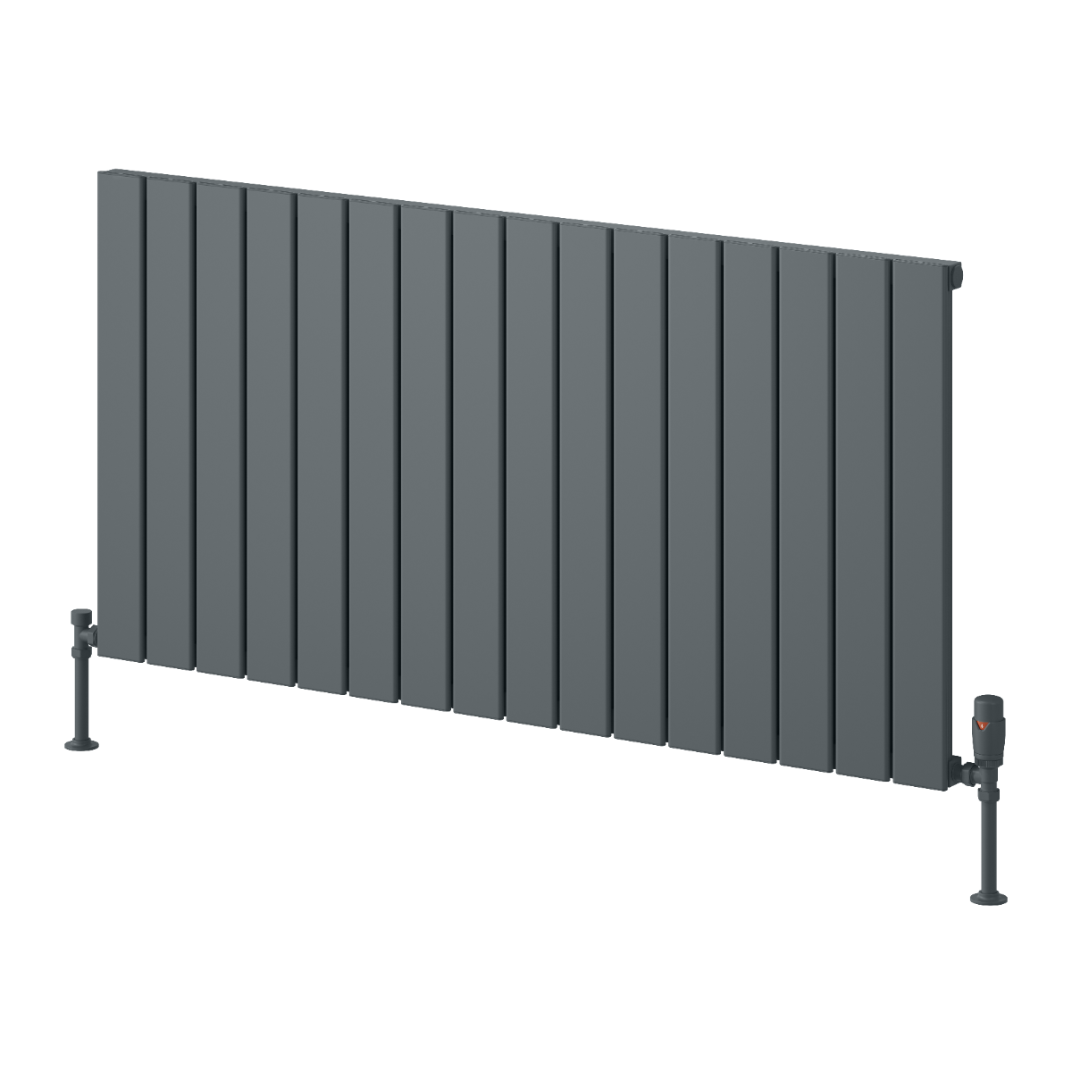 Piatto Horizontal Single Aluminium Radiator - Anthracite - Various Sizes