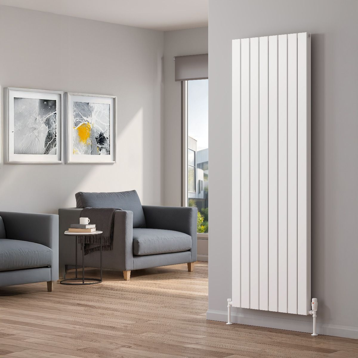 Piatto Vertical Single Aluminium Radiator - White - Various Sizes