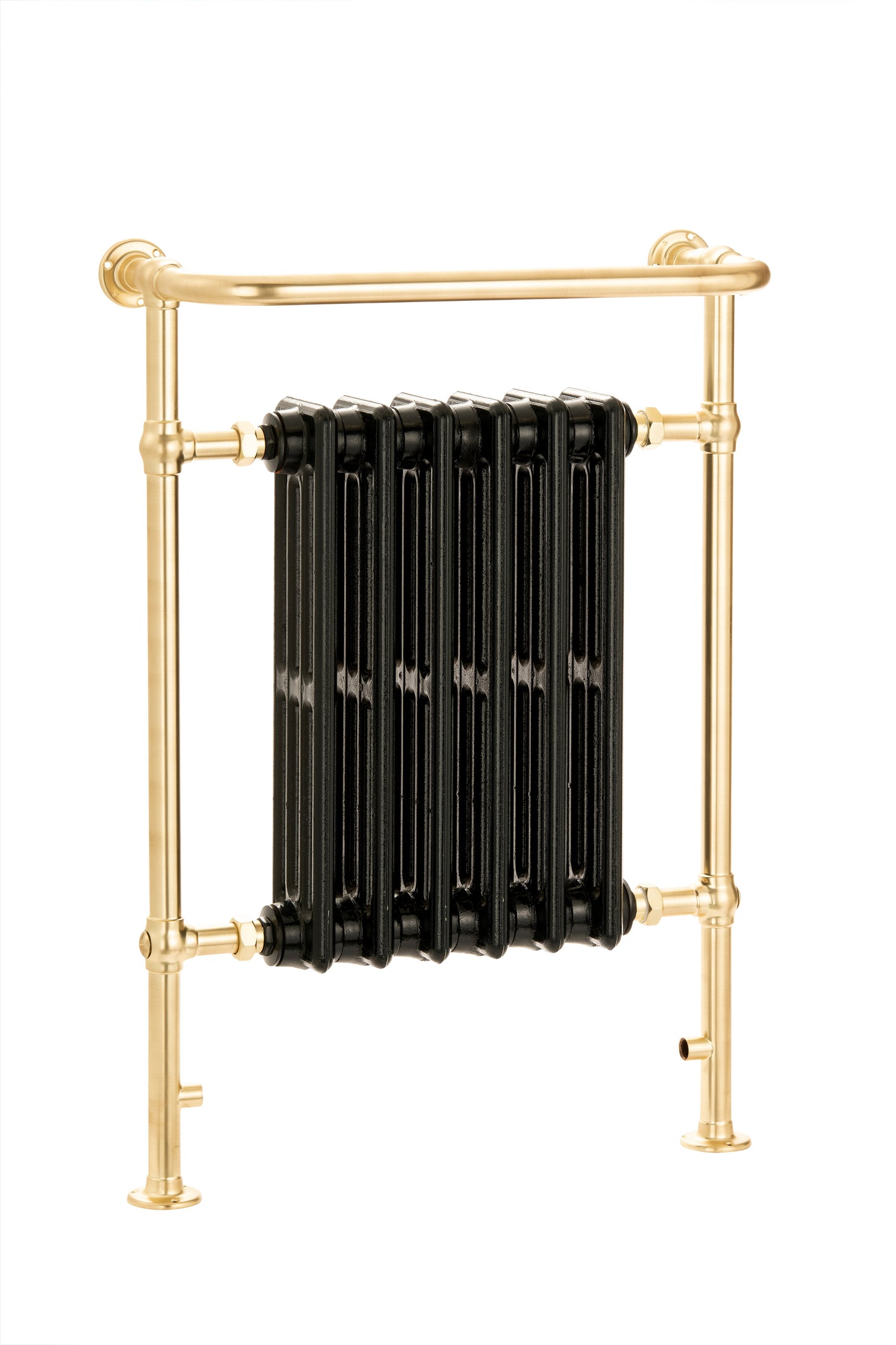 Neo-Classic Cast Iron Column Towel Rail - 963 x 673 - Brushed Brass Frame - Various Colours