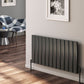 Vicari Horizontal Double Aluminium Radiator - 600mm Tall - Anthracite - Various Sizes