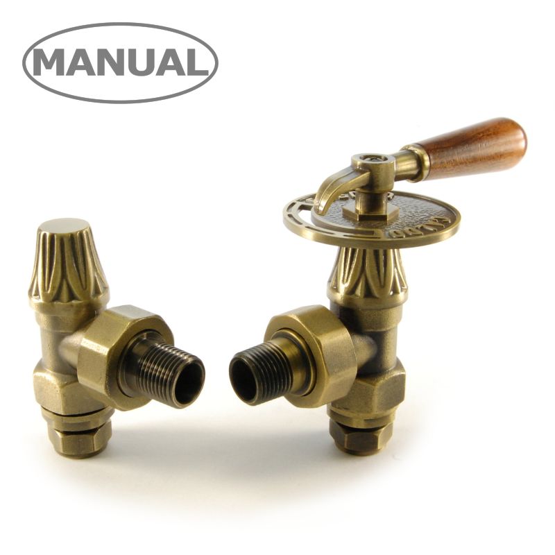 Abbey Lever Manual Radiator Valve Angled - Old English Brass