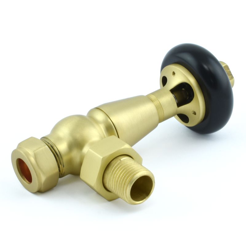 Oakfield Traditional Thermostatic Radiator Valve Angled - Brass